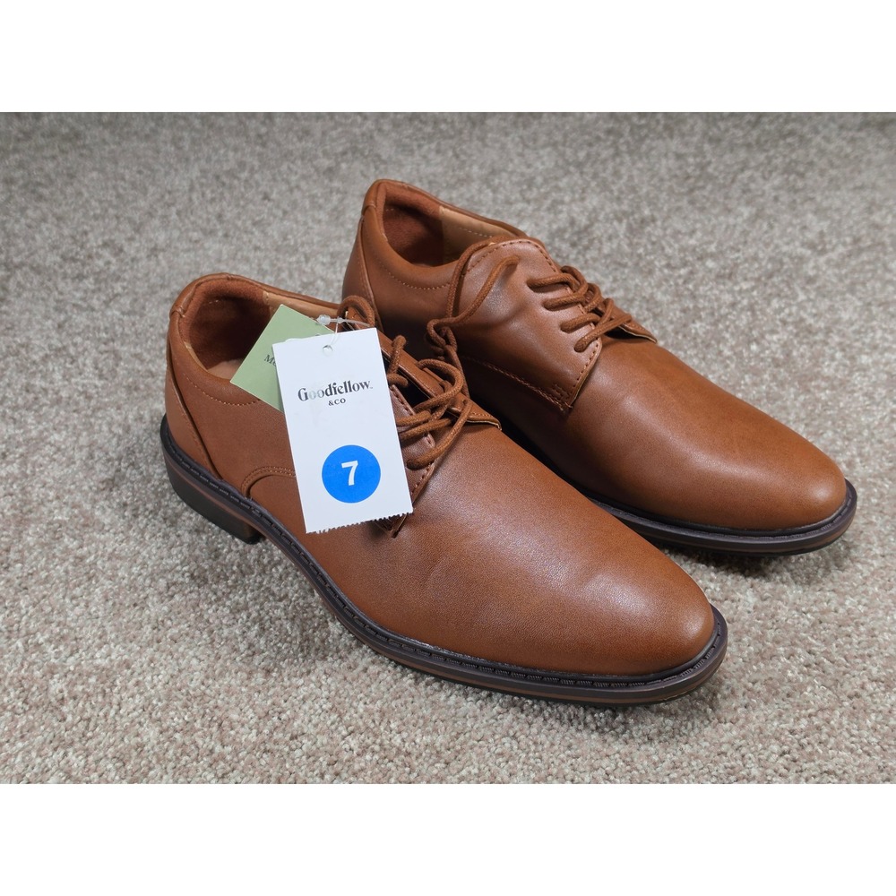 Goodfellow & Co Mens Leo Brown Memory Foam Dress Shoes Size 7 NEW